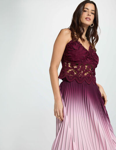 Crop top thin straps plum women
