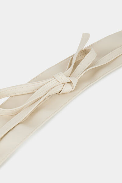 Elasticised belt with bow detail beige ladies'