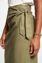 Jupe midi portefeuille vert kaki femme
