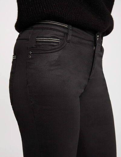 Slim trousers with wet effect black women