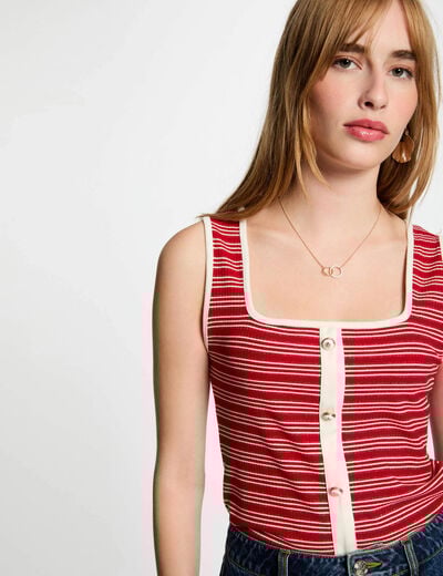 Striped sleeveless vest top white women