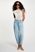 Lace blouse with high neck ivory women