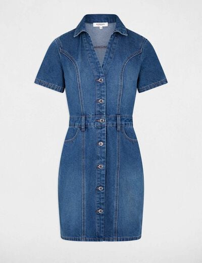 Short fitted denim dress stone denim women