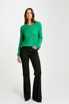 Gilet manches longues col en V vert femme