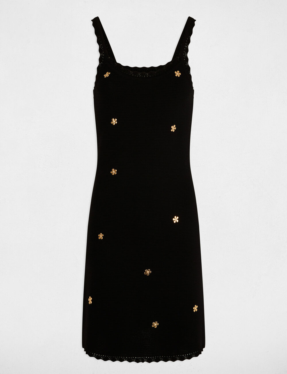 Short knit dress with square neckline black women