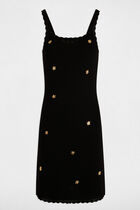 Short knit dress with square neckline black women