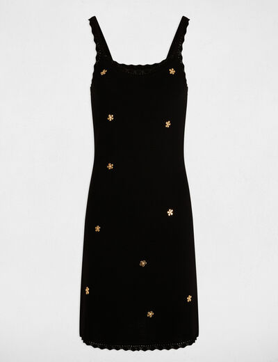 Short knit dress with square neckline black women