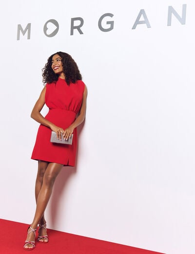 Fitted mini dress red women