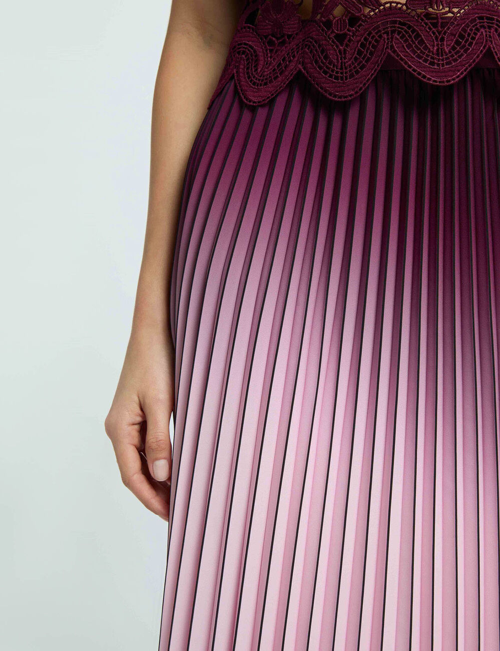 Maxi pleated skirt plum women