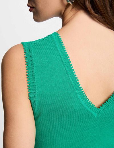 Sleeveless openwork jumper emerald green women