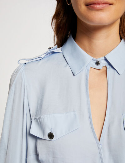 Long-sleeved blouse light blue ladies'