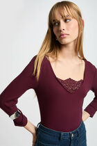 3/4-length sleeved t-shirt plum women