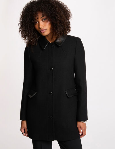 mid length straight coat black women Mid-length straight coat black women