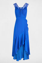 Maxi loose straight dress electric blue women