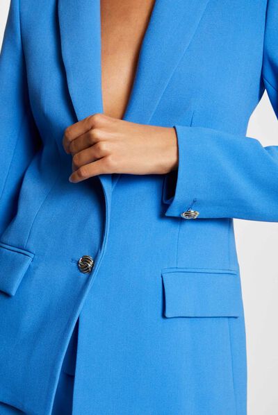 Straight buttoned blazer blue ladies'