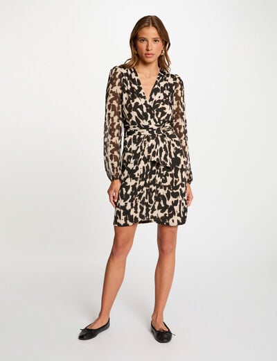 Printed fitted mini dress multicolor women