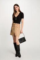Short-sleeved ribbed jumper black women