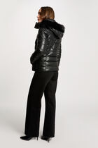 Faux leather padded jacket black women