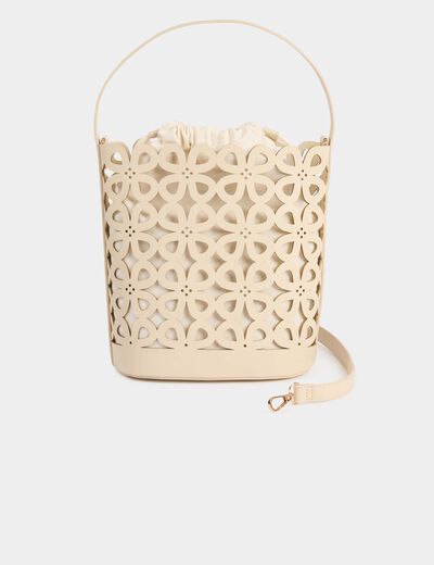 Cut-out bucket bag white women