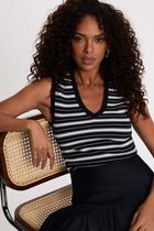 Sleeveless V-neck sweater navy blue women