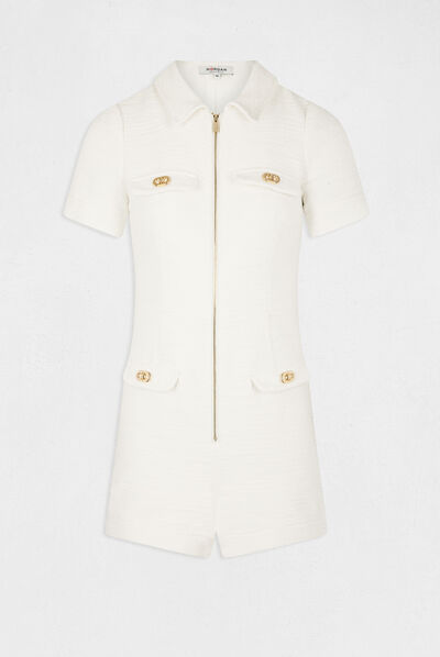 Zipped straight playsuit ecru ladies'