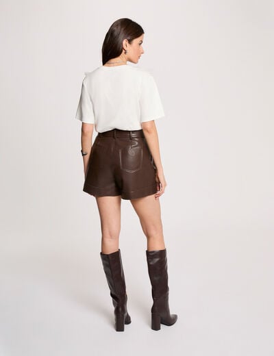 Faux leather fitted shorts brown women
