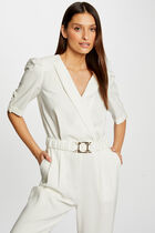Combinaison droite avec ceinture ecru femme