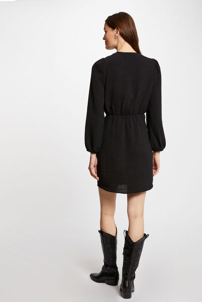 Short straight dress black ladies'