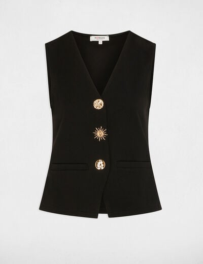 Sleeveless V-neck cardigan black women