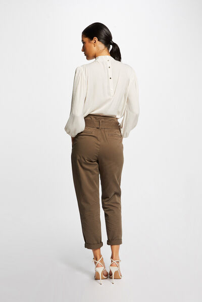 Cropped belted peg trousers  ladies'