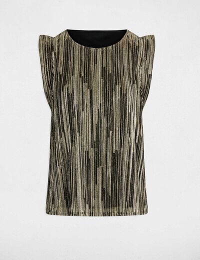 Pleated sleeveless top gold yellow women