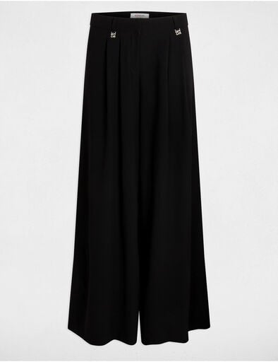 pantalon large fluide noir femme Pantalon large fluide noir femme
