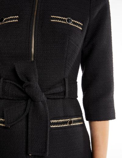 Straight zipped and belted dress black ladies'