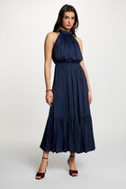 Maxi loose A-line dress navy blue women