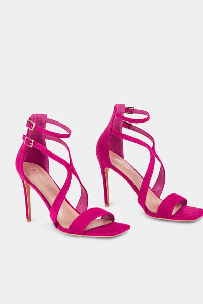 Stiletto sandals with straps pink ladies'
