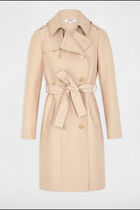 Trench long ceinturé sable femme