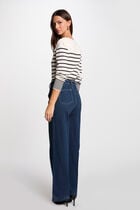 Long-sleeved jumper with stripes ecru women
