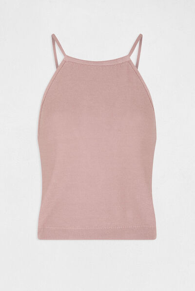 Jumper vest top with round neck antique pink ladies'