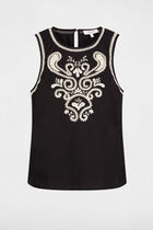 Embroidered sleeveless top black women