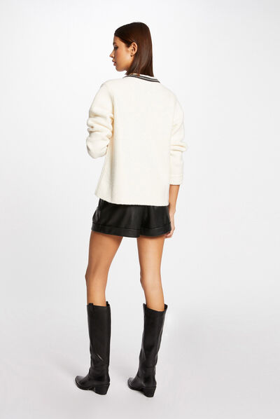 Long-sleeved cardigan jewelled details ivory ladies'