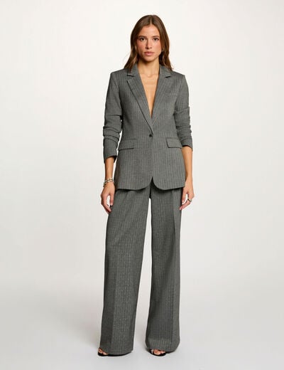 Striped straight trousers mid-grey women