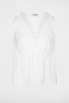 Sleeveless lace top ecru women