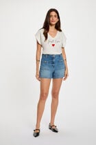 Cropped v-neck t-shirt white women