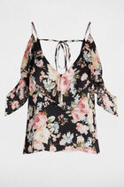 Printed top with ruffles multicolor women
