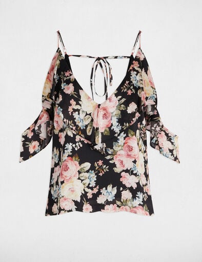 Printed top with ruffles multicolor women
