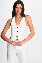 Striped sleeveless top ecru women