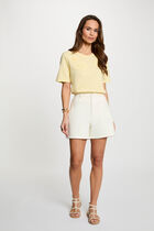 High-waisted shorts white women