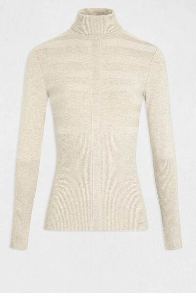 Long-sleeved jumper turtleneck beige ladies'