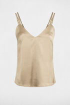 Satin top with straps taupe women