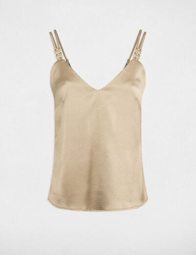 Satin top with straps taupe women